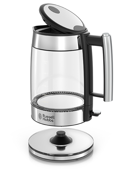 Stainless Steel Electric Kettle Metallic Silver Glass Accent Russell Hobbs